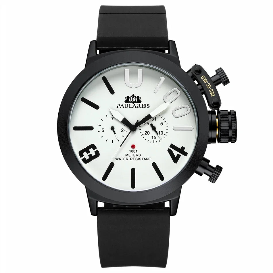 Automatic Self Wind Mechanical Rubber Strap Black Silver Boat Case Orange Blue Yellow Grey Classic U Men Watch