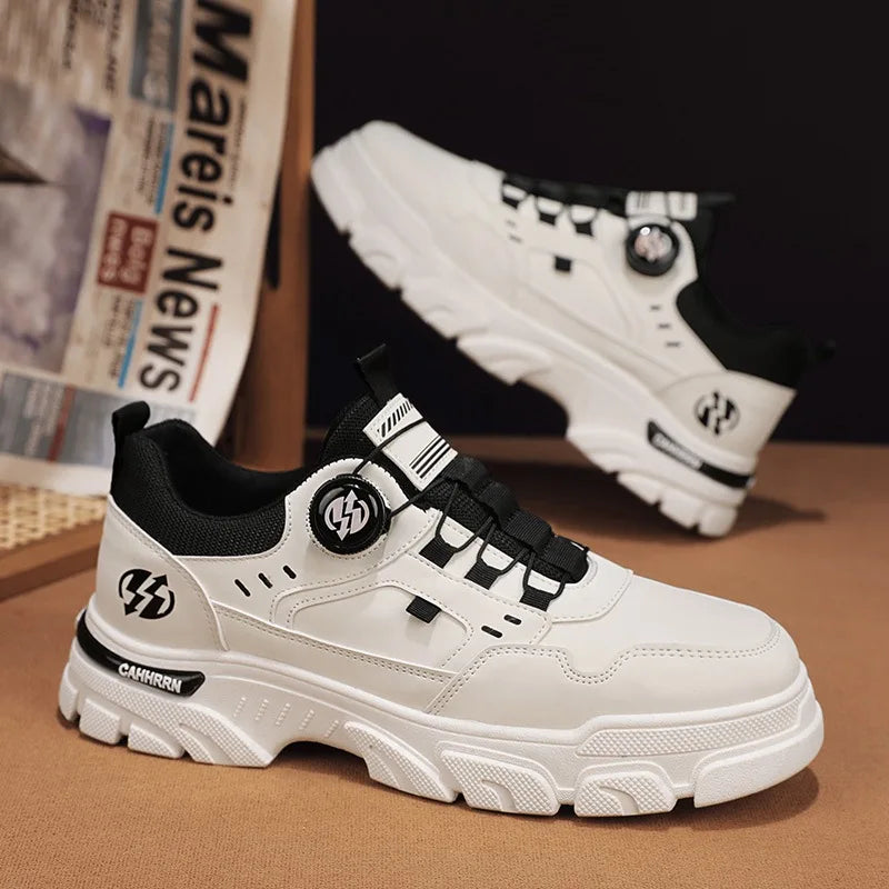 High-quality Mens Casual Sneakers Spring Autumn Men's Boots Trend Rotating Button Casual Shoes for Men's Work Shoes Short Boots