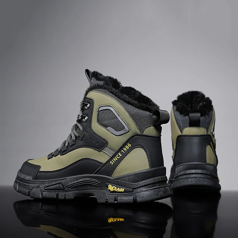 Men Winter 2024 New High Cut Thick Soled Wear-resistant Men's Outdoor High-quality Sneakers Short Boots Retro Workwear Boots