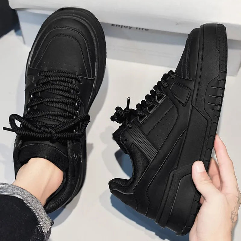 High Quality Men's Sneakers Solid color Fashion Casual Shoes Comfortable Lace Up Platform Shoes Outdoor Walking Vulcanize Shoes